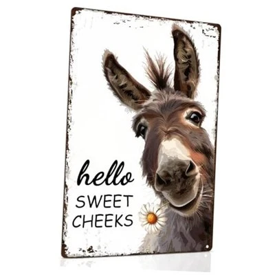  Western Bathroom Decor Vintage Donkey Gift - Funny Bathroom White Donkey Sign Foto 1 de 4