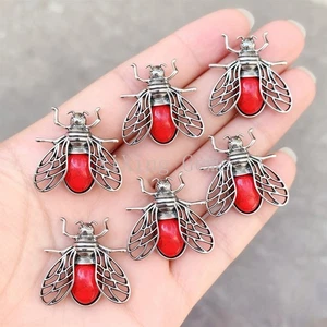 10 pezzi ciondoli mosca cicala pietra turchese rossa spilla chakra reiki amuleto guarigione - Foto 1 di 5