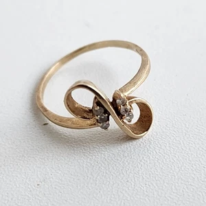 Vintage Infinity Swirl 14K Gelbgold Ring 2,28 Gramm Diamant Steine Größe 8,5 - Bild 1 von 18