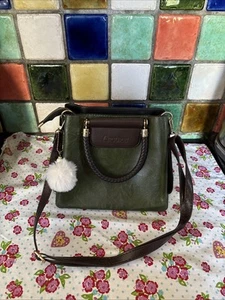 AIGUREI Ladies Dark Green Brown Faux Leather Small Shoulder Bag 23cm x 20cm - Picture 1 of 13