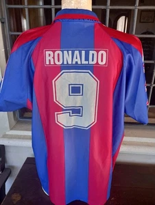 Maglia Calcio Ufficiale Shirt F.C. Barcellona Roger's 9 Ronaldo Tg. XL Vintage - Foto 1 di 16