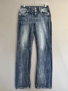 Miss Me Bootcut Jeans Damen 28 (28x33) bestickt Leder Bull Western Rodeo - Bild 1 von 8