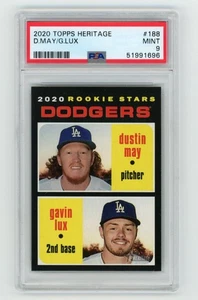 Dustin May Gavin Lux 2020 Topps Heritage #188 PSA 9 Rookie Card RC Dodgers C - Picture 1 of 2