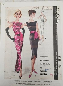 Vintage 1950s McCalls 5131 Pauline Trigere Dress Size 16 Bust 36 Reproduction - Picture 1 of 2