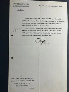 Alfred von Tirpitz - Großadmiral -Brief von 1909 - original signiert - Bild 1 von 2