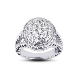0.69ctw F VS2 Round Cut Natural Certified Diamonds White Gold Halo Fine Ring - Picture 1 of 4