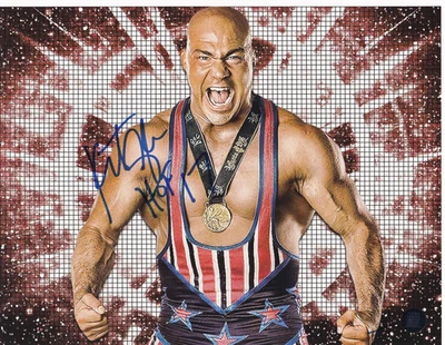 Kurt Angle Signed 8.5x11 WWE Pro Wrestling Photo Champion WWF Wrestler Olympic - Image 1 of 3