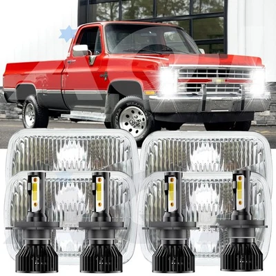 For Chevrolet V10 1987 4PCS 4X6" LED Headlights Hi/Lo Beam DRL DOT Foto 1 de 4