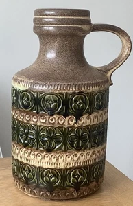 Large Green & cream Scheurich Keramik West German Lava Floor Vase 489-39 - Picture 1 of 6