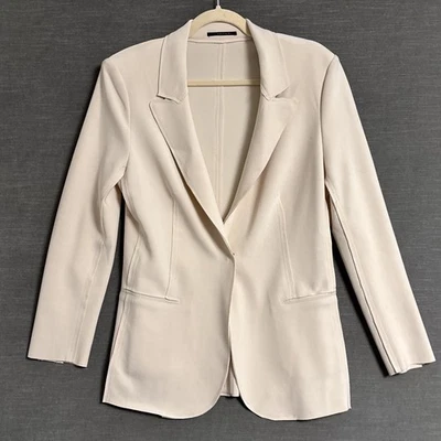 Blazer Tahari Medio Beige Ajustado Carrera Oficina Trabajo Chaqueta Minimalista Neutro Foto 1 de 4