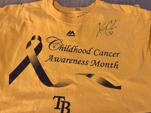Tampa Bay Rays Autographed Adult Lg Xavier Cedeno Childhood Cancer Awareness - Picture 1 of 4