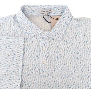Peter Millar polo XL white blue pima cotton golf preppy boats Pilot Mill Fleet - Picture 1 of 12