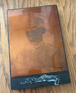 Vintage Copper Printing Block – Portrait of U.S. Army Officer “J.C. Schwartz” - Picture 1 of 3