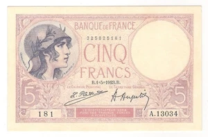 FRANCE  5  Francs  1923  P:72c  AU  Banque de France - Picture 1 of 2