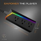 Titan 3-Outlet Gaming Surge Protector, 4ft Extension Cord, LED Light Strip