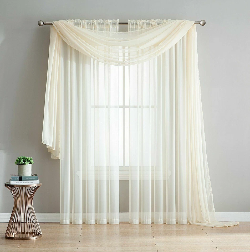 Empire Home 216" Largo Transparente Cortina Cenefa Ventana/Bufanda Gran Valor 30 Colores Foto 1 de 1