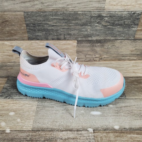 Scarpe da donna Timberland PRO Setra in maglia taglia 7 5 M bianche pesca punta di sicurezza sneakers