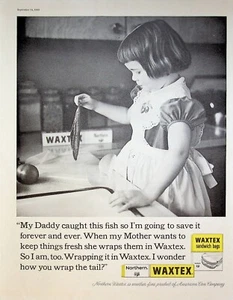 1960 Northern Waxtex Sandwich Bags Vintage Print Ad Wax Paper Little Girl Fish - Bild 1 von 1