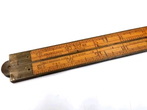 Vtg Stanley Rule & Level Co No 62 Folding 24" Boxwood & Brass Ruler USA Estate - Picture 1 of 11