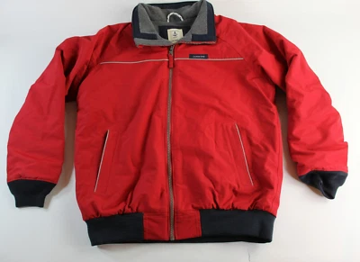 Chaqueta de invierno Lands End para niños forrada de lana Squall esquí talla mediana 10-12 rojo azul Foto 1 de 3