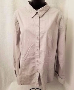 Attention Womens Shirt Top Blouse Size XL X Large Gray Silver Striped - Picture 1 of 4