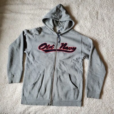 Old Navy zip up hoodie fleece vintage red logo embroidery pocket unisex size M L Foto 1 de 4