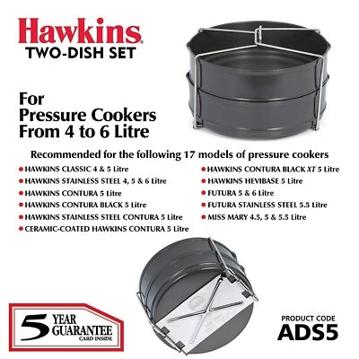 Hawkins Hard Anodised 2-Dish Set Cooker Separator- Black (ADS5) FREE SHIP