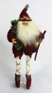 Artist Signed Cloth Felt European 9" Gnome Santa with Pinecones on Shoes/Hat - Picture 1 of 7