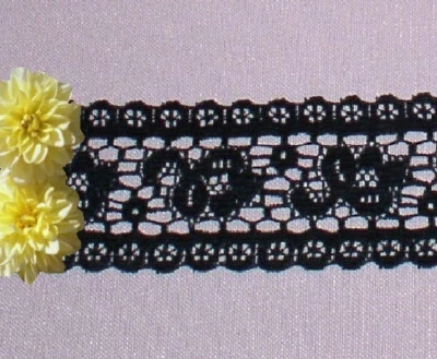 Galón de encaje negro 19 yardas x 1-5/8" floral O63IV CIERRE ÚLTIMA LECTURA Foto 1 de 2