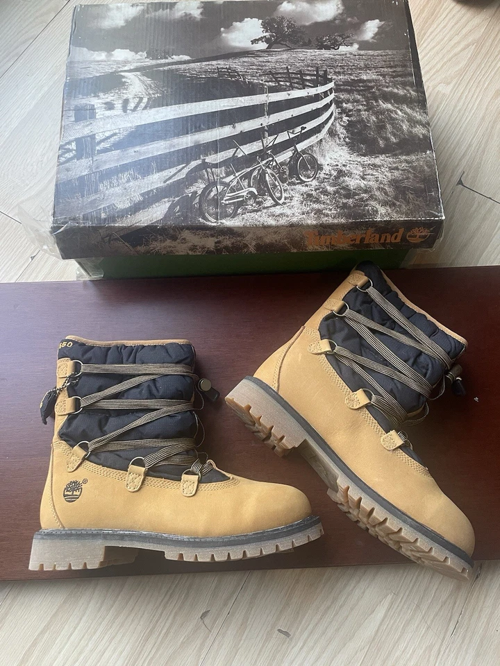Timberland 6 pulgadas Acolchado 72713 Trigo/Azul Nuevo En Caja 650 Botines 3 Juveniles Y2K Foto 1 de 4