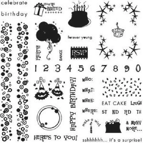 FISKARS Estampillas Transparentes CUMPLEAÑOS Enorme Conjunto 8x8 ¡Celebra! Foto 1 de 1