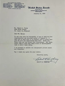 HUBERT HUMPHREY Autogramm signed Brief 13. Januar 1950 Minnesota Senator - Bild 1 von 9