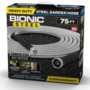 Bionic Steel Garden Hose 75 Ft 58 Inch Heavy Duty Stainless Steel Kink Free - Picture 1 of 8