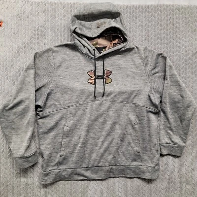 Under Armour Storm Icon Caliber Hoodie Mens Size XL 1279836 Heather Gray Camo - Image 1 of 4