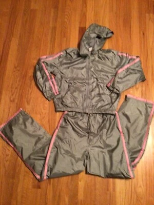 VTG Girls 2-Piece Nylon Jogging Track Suit XL (16) Lined Hood Pockets - Image 1 of 4
