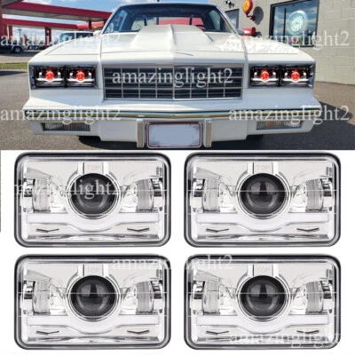 Faros LED cromados 4X6" haz alto/bajo DRL aptos para Chevrolet Monte Carlo 1980-1988 4x Foto 1 de 4