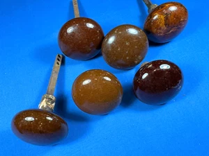 6 C.1910 Brown Porcelain Door Knobs "Brown Bennies" House Restoration Project! - Picture 1 of 13