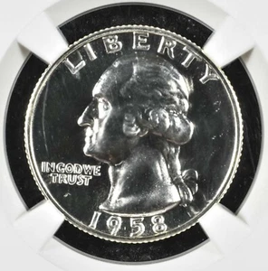 1958 WASHINGTON SILVER QUARTER PROOF NGC PF67 - Picture 1 of 3
