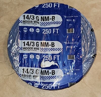 Encore 14/3 Indoor Copper Building Wire NM-B w/ Ground Wire 250' Foot Roll - Image 1 of 2
