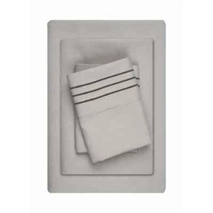 Better Homes &Gardens Embroidered Luxury Microfiber 4Pc S Full Sheet Set Silver - Picture 1 of 5