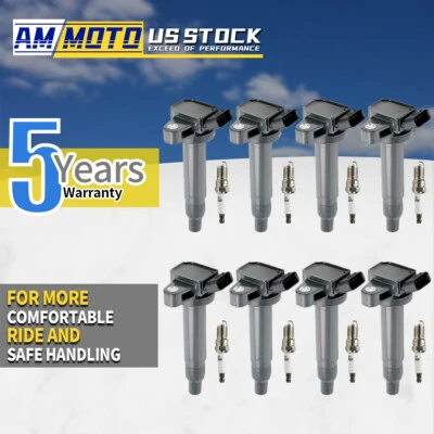 8X Ignition Coil & Iridium Spark Plug for Toyota Tundra Sequoia 4.7L V8 UF230 Foto 1 de 4