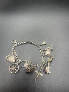 Hermosa pulsera de plata esterlina con 12 dijes diferentes #334 - Imagen 1 de 19