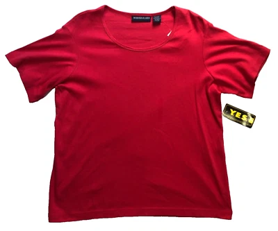 Top de algodón Mountain Lake II para mujer talla 1X rojo cuello redondo manga corta nuevo con etiquetas Foto 1 de 4