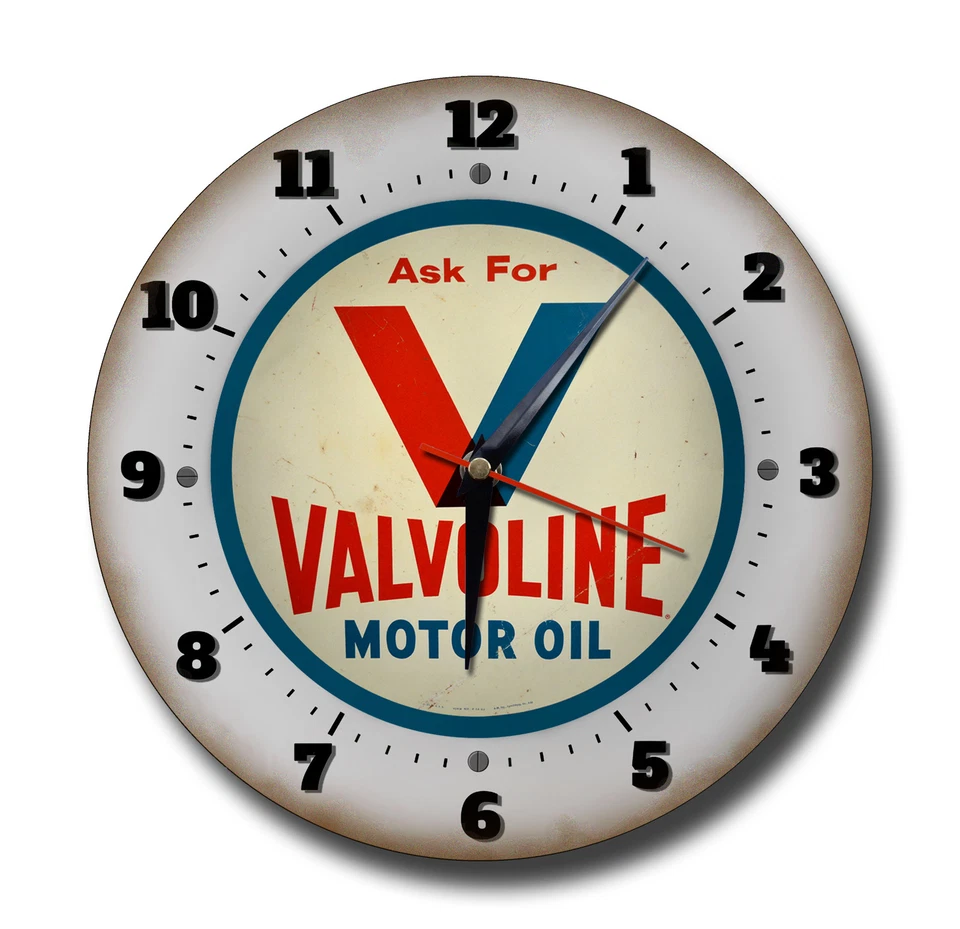 VALVOLINE MOTOR OIL 250 MM /10 INCHES DIAMETER METAL CLOCK,GARAGE,WORKSHOP, OIL - Image 1 of 1