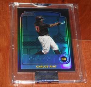 2003 Bowman Chrome Uncirculated Blue Refractor #293 Carlos Rijo Orioles RC *A8