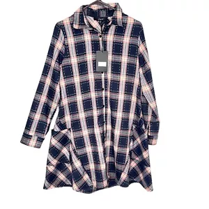 Vestido Camisa Joh Apparel Cuadros Azul Rojo Crema Talla S - Imagen 1 de 8