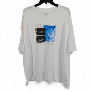 Reebok Men's Logo Graphic Short Sleeve T-Shirt Crewneck White Blue 2XL NWOT - Picture 1 of 3