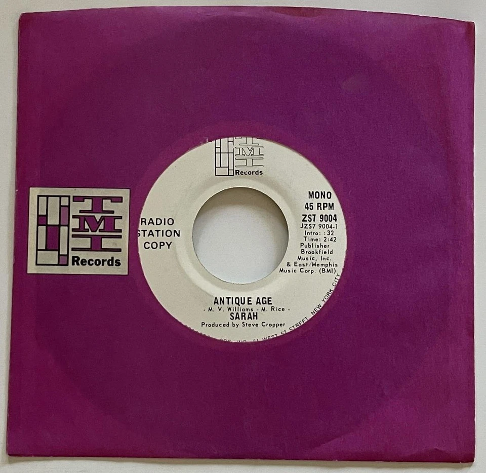 Sarah Antique Age 45 rpm EX+ TMI Records (1972) MONO / STEREO DJ Steve Cropper - Image 1 of 2