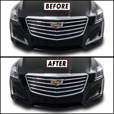 Superposición de apagón de eliminación de cromo para Cadillac CTS 2014-19 sedán moldura de faros antiniebla Foto 1 de 4