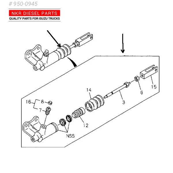 Cilindro esclavo de embrague para Isuzu FRR FSR FVR 87-04 Mld6Q M/T Foto 1 de 1